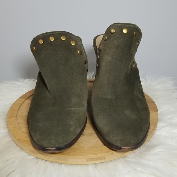 Michael Kors Hunter Green Studded Suede Mule Heels - Picture 1 of 7